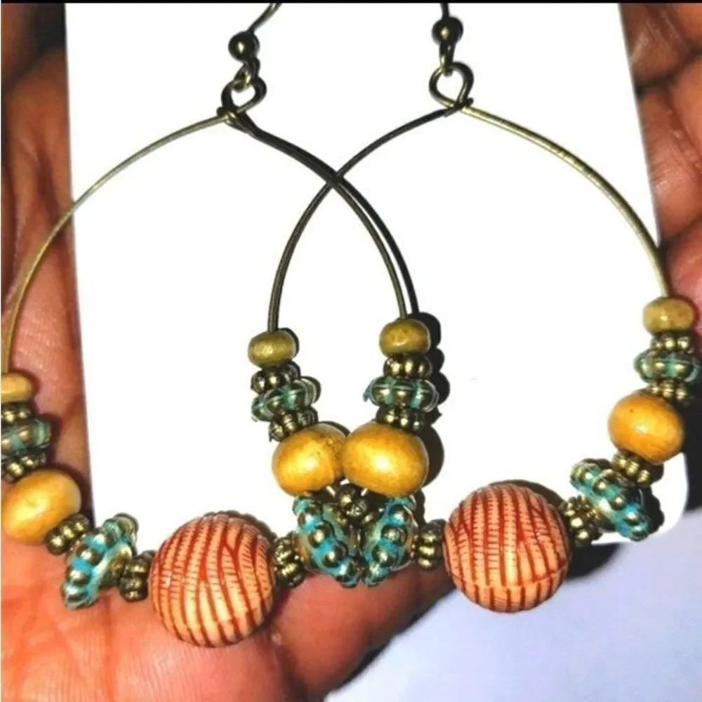 Vintage hoop dangle Boho earrings